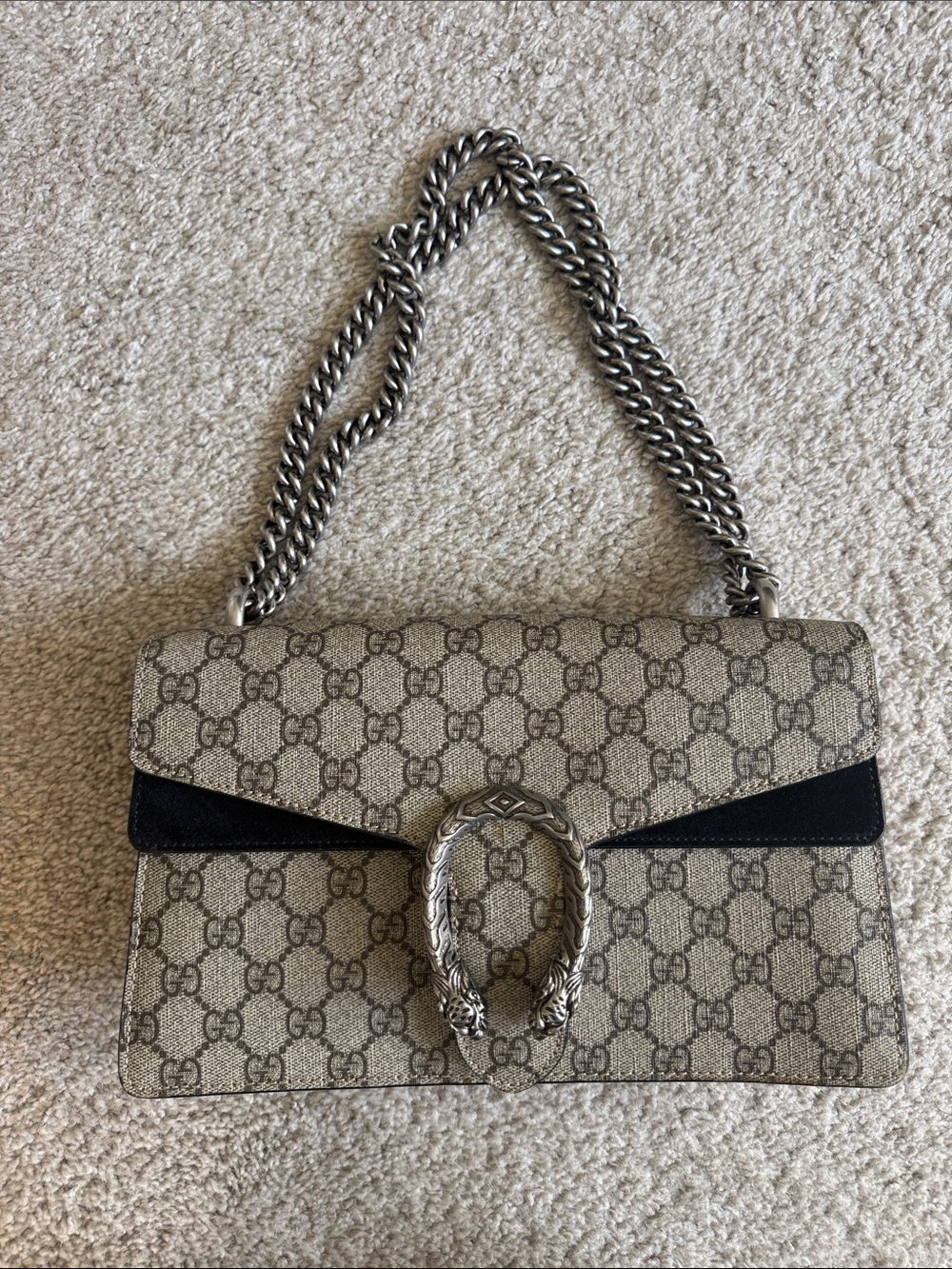 Authentic Gucci Black Dionysus Medium GG Supreme Shoulder Bag